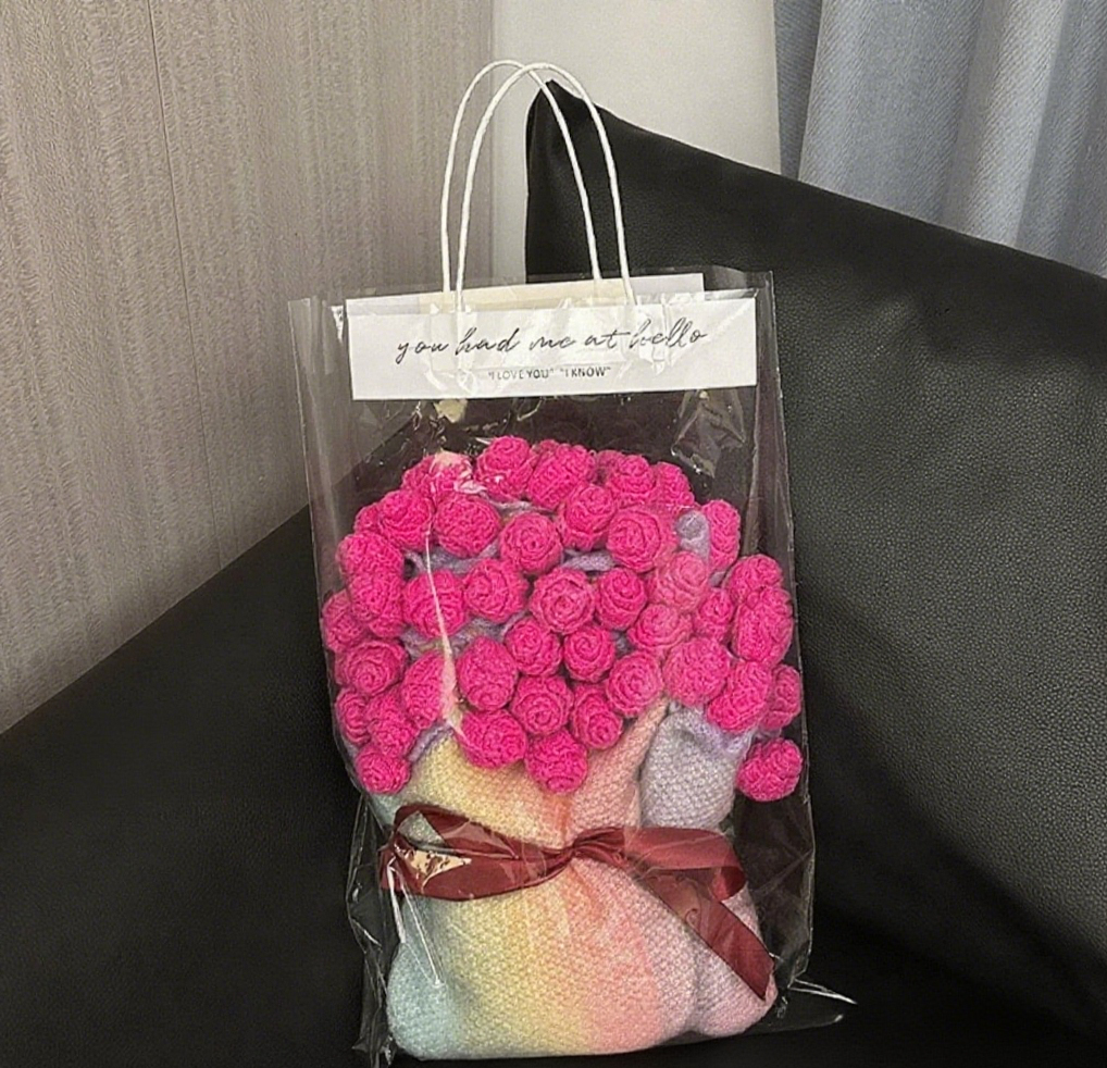Crochet rose bouquet blanket（Ash purple）