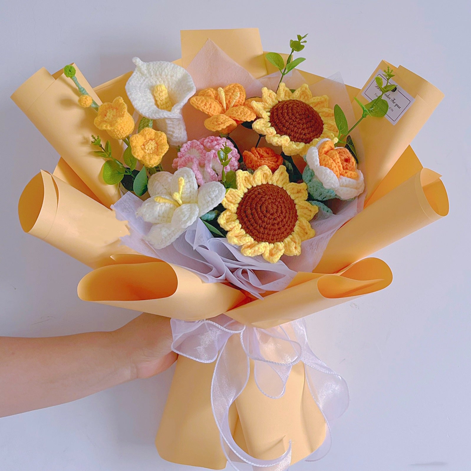 Crochet sunflower &tulip bouquet