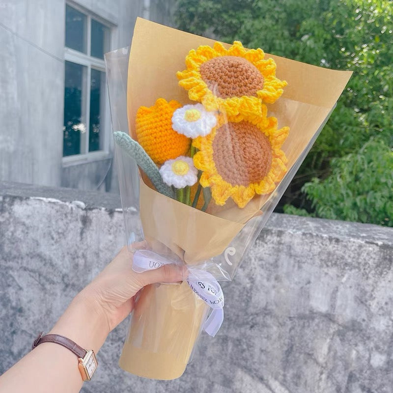 Crochet sunflower &tulip bouquet