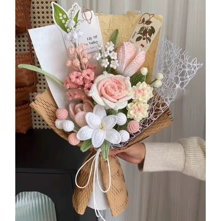 Crochet Rabbit&Rose Mixed bouquet