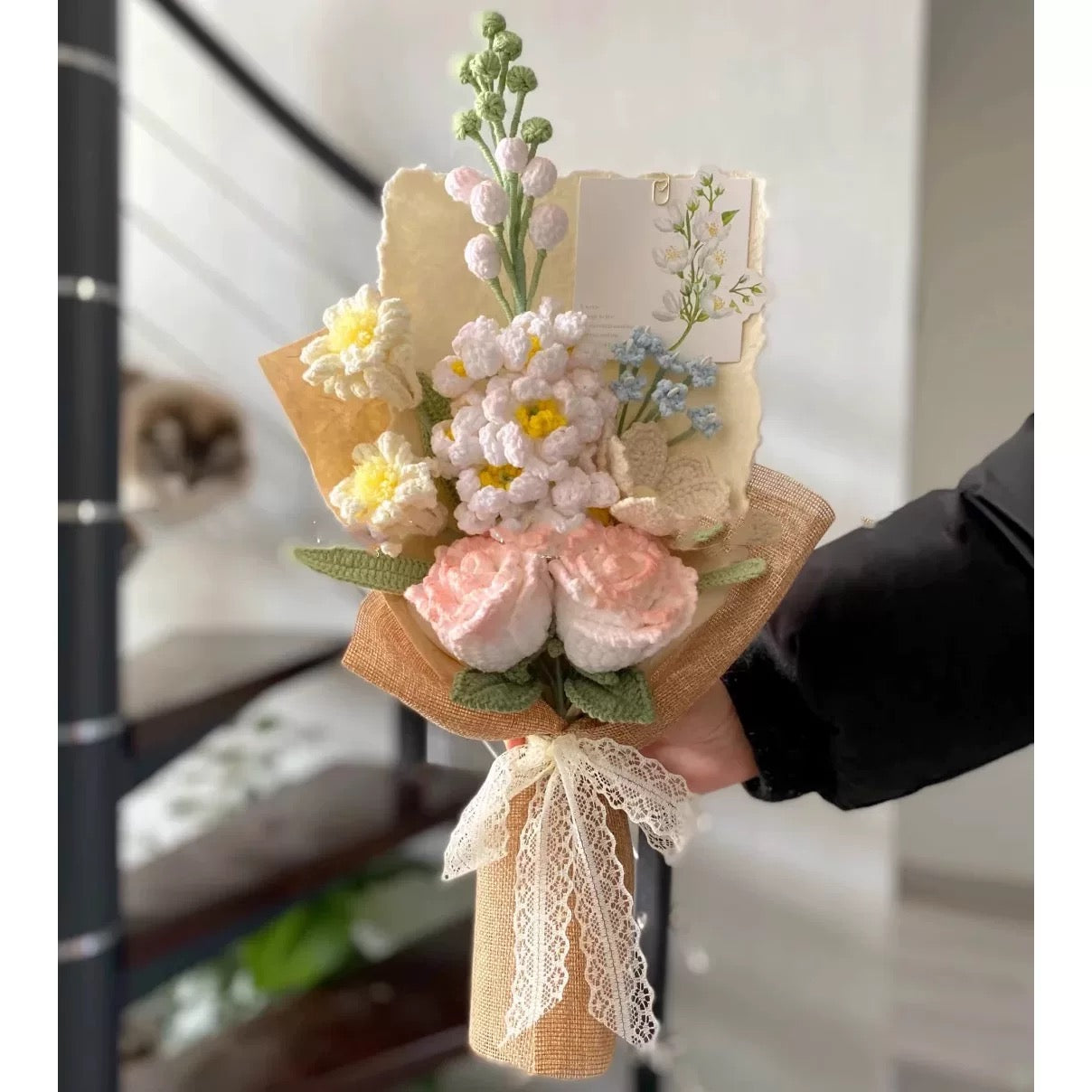 Crochet Rabbit&Rose Mixed bouquet