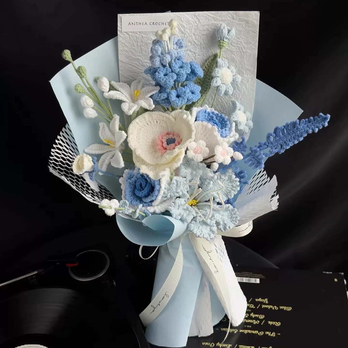 Crochet Hyacinth rose mixed bouquet
