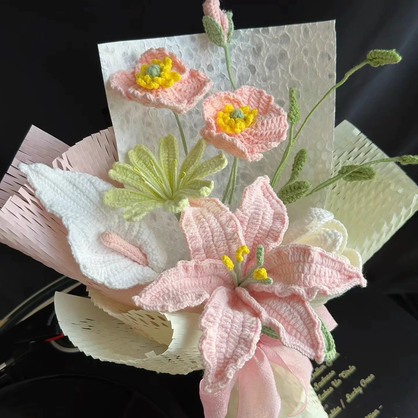 Crochet Hyacinth rose mixed bouquet