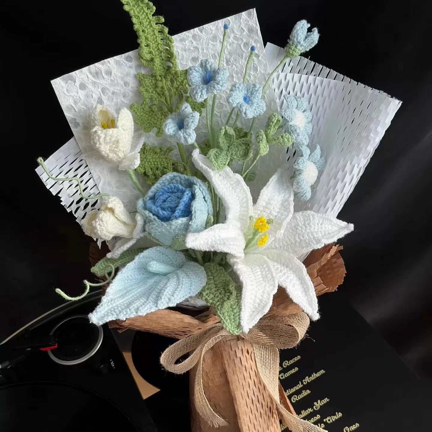 Crochet Hyacinth rose mixed bouquet