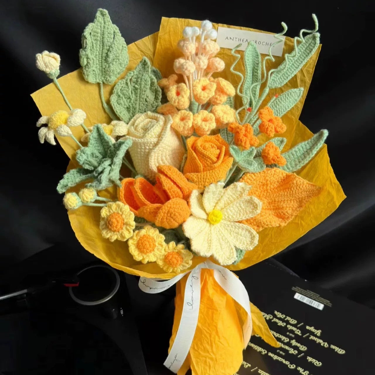 Crochet Hyacinth rose mixed bouquet
