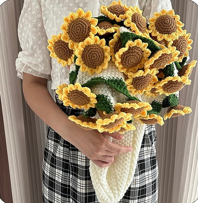 Crochet Rose&Sunflower bouquet blanket