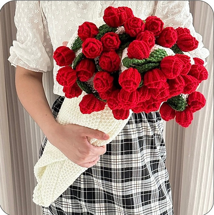 Crochet Rose&Sunflower bouquet blanket