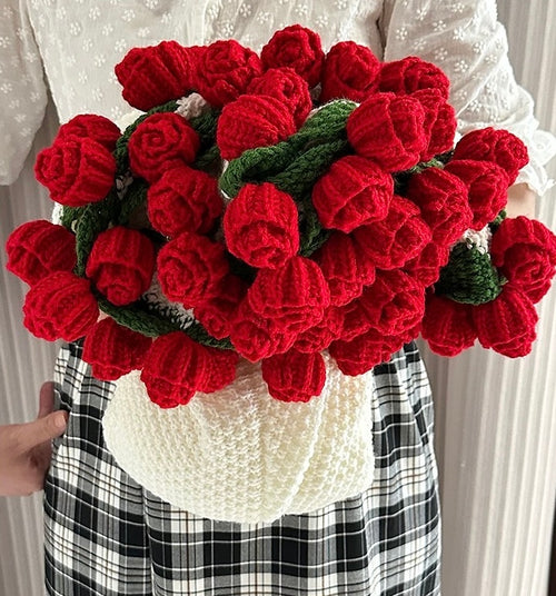 Crochet Rose&Sunflower bouquet blanket