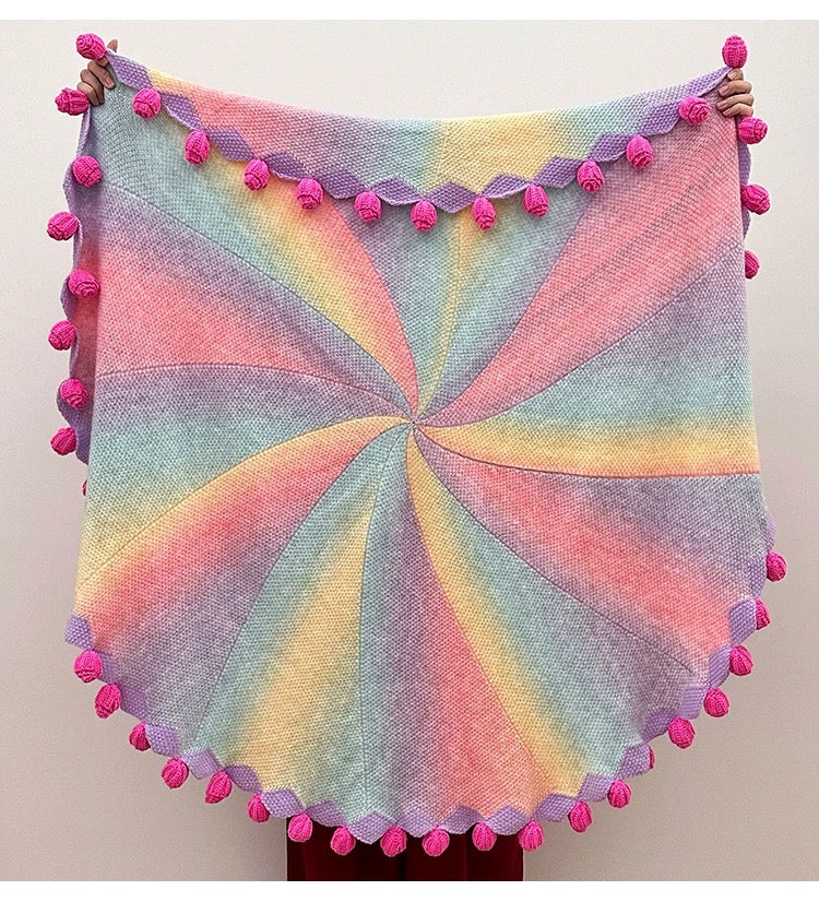 Crochet rose bouquet blanket（Ash purple）