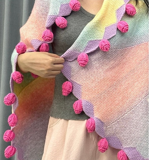 Crochet rose bouquet blanket（Ash purple）