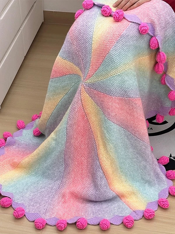 Crochet rose bouquet blanket（Ash purple）