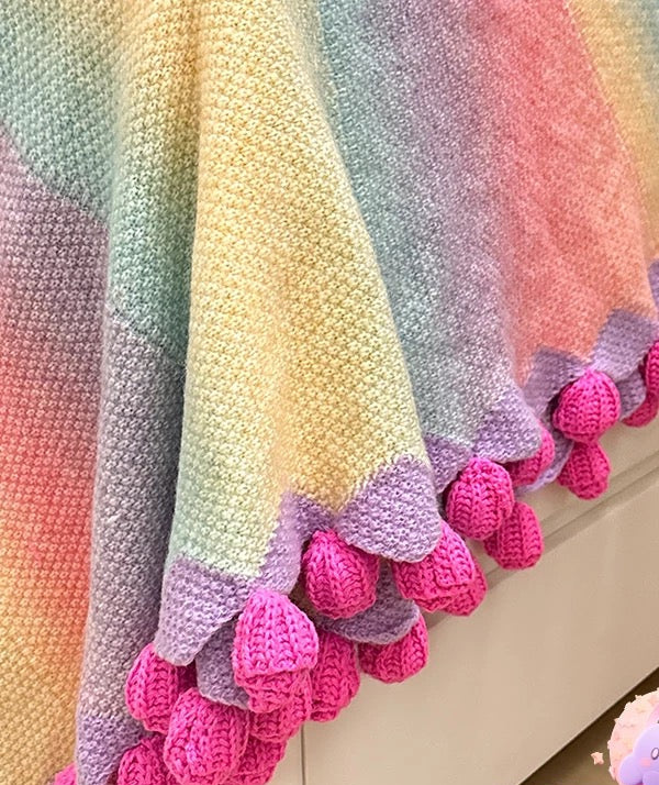 Crochet rose bouquet blanket（Ash purple）