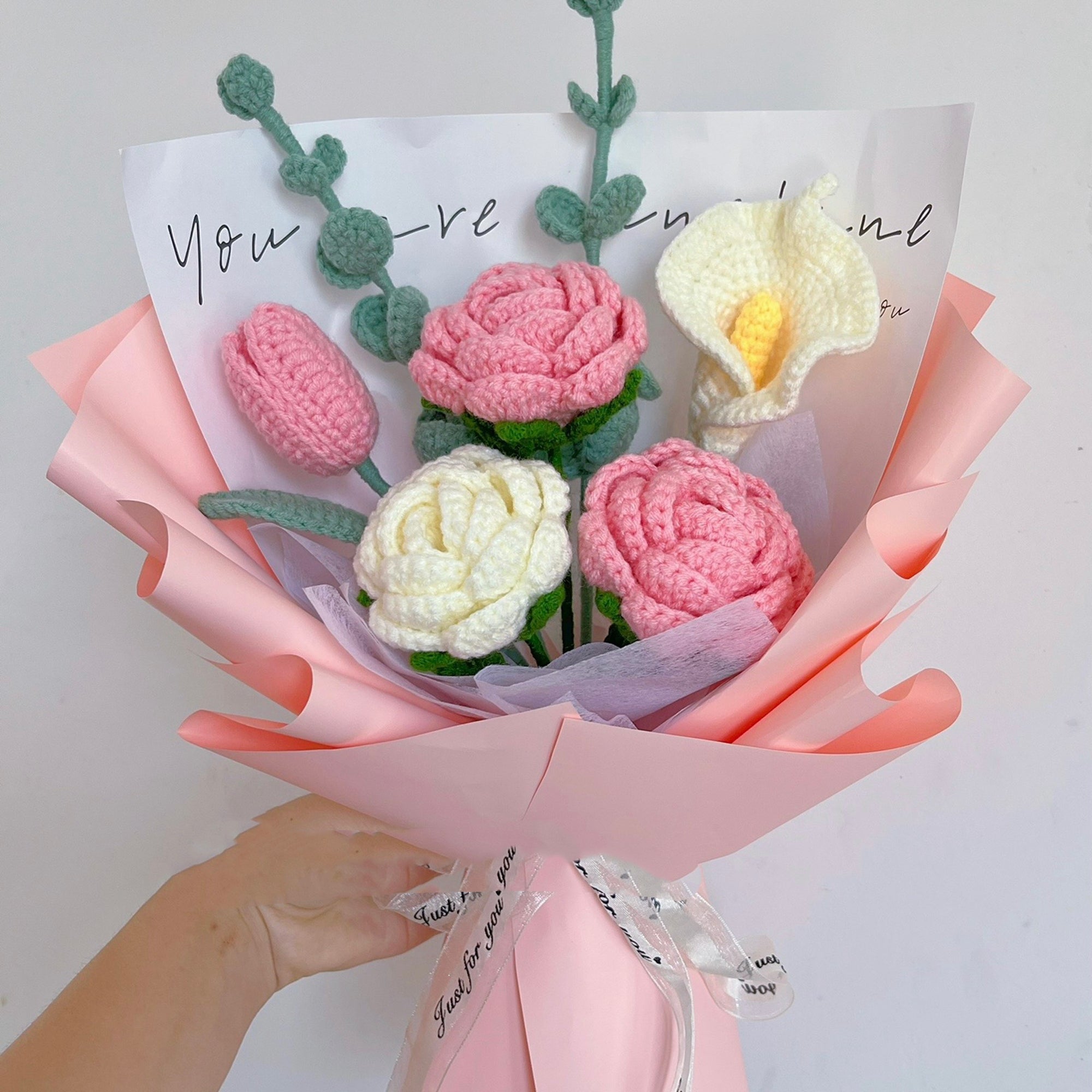 Handmade crochet mixed Rose bouquet