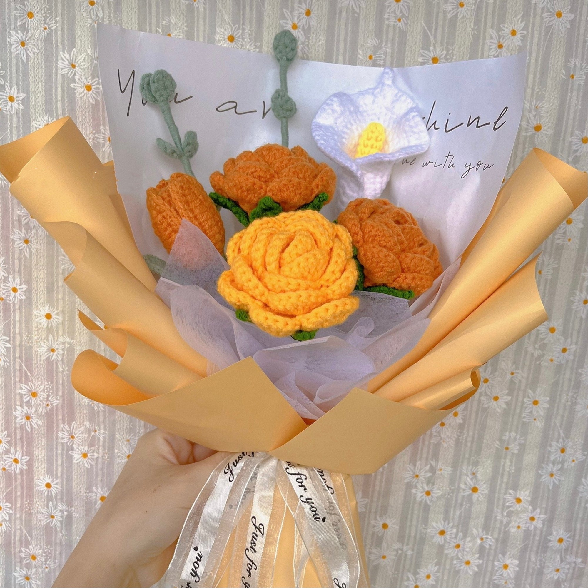 Handmade crochet mixed Rose bouquet